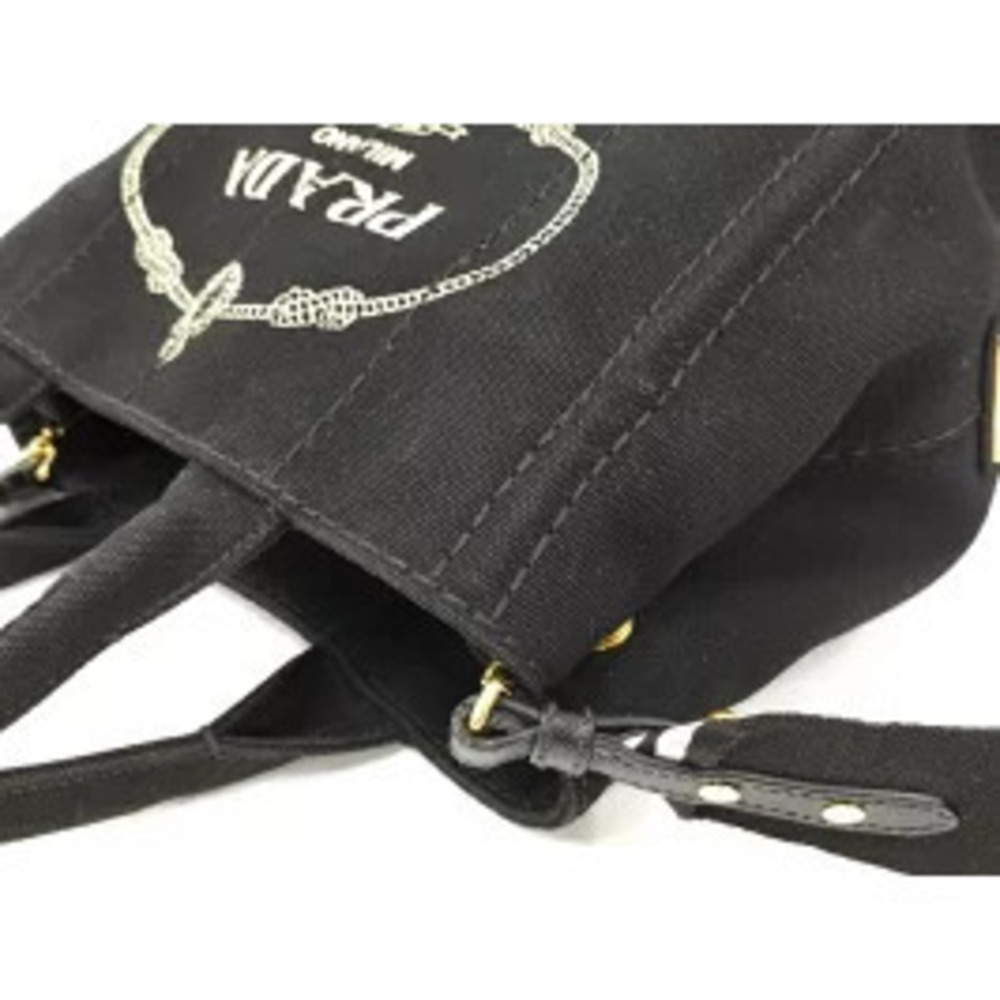 PRADA Canapa 2way Tote Hand Handbag Canvas Black - Picture 5 of 9